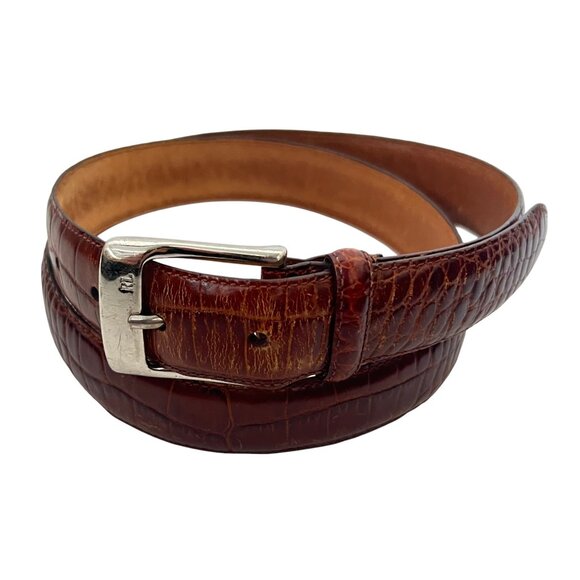 POLO RALPH LAUREN Croco emboss leather belt sz 38 - Picture 1 of 5